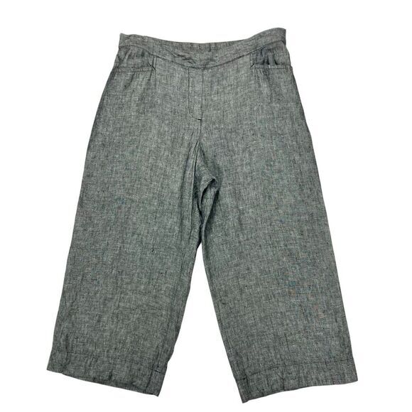J. Jill Linen Pants Womens Large Petite Gray Wide Leg Elastic Waistband Relaxed - Picture 1 of 15